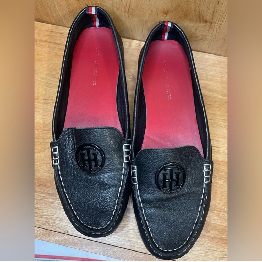 Tommy Hilfiger Black Loafers with Red Insole
